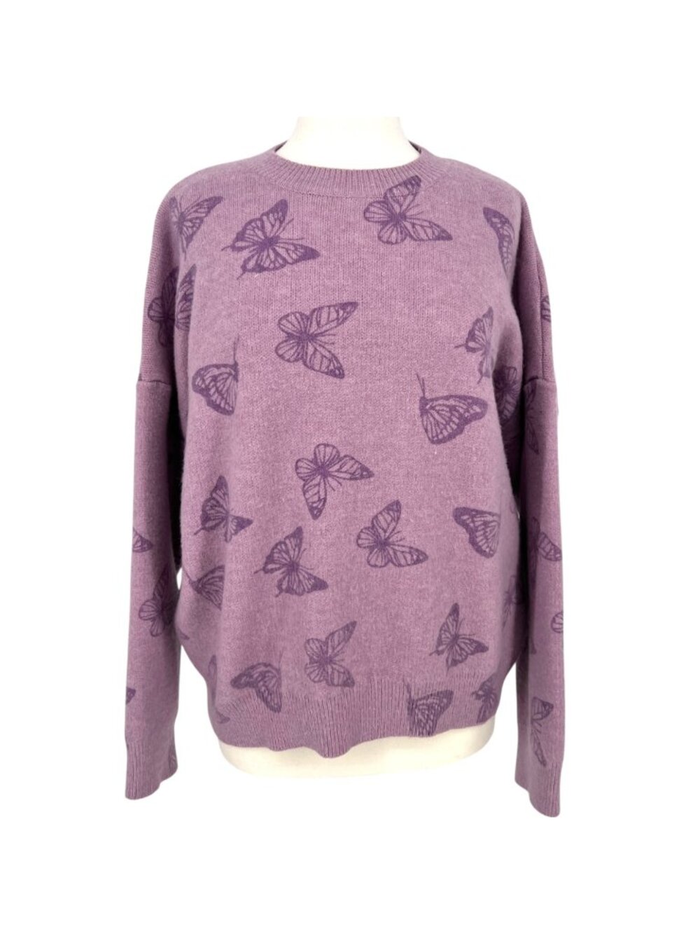 Le Lis Collection Butterfly Print Purple Oversized Sweater Size Medium